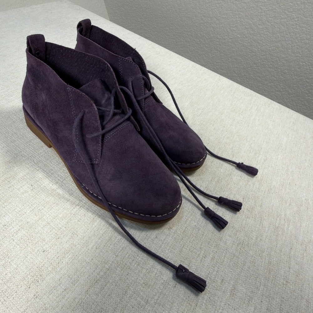 Hush Puppies Chukka Boots Womens Suede Tassel Lace Up Purple Solid Plain Modern